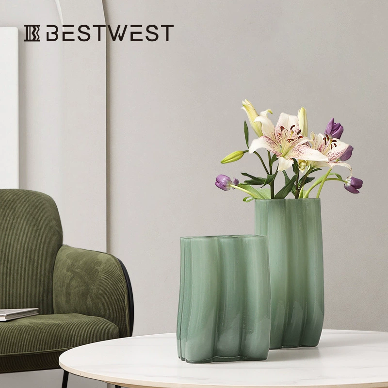 Bossi Home Milk Green Высококачественная стеклянная ваза Украшения Современные простые модули Домашний Цветок для гостиной