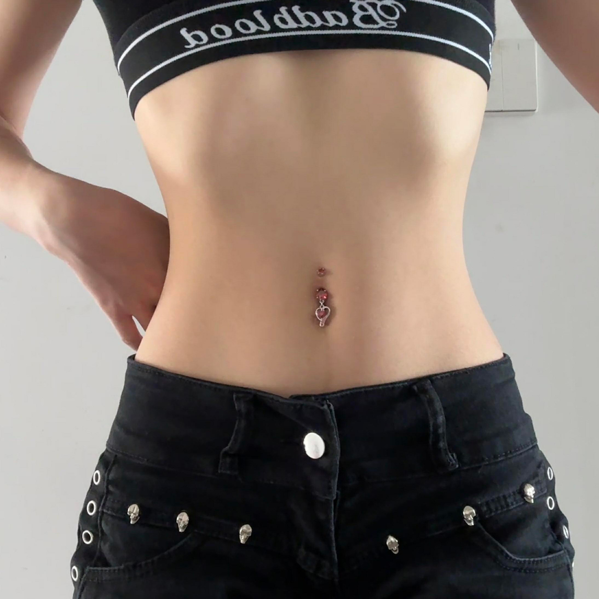 Diamond Heart Bow Navel Piercing Elegant Belly Button Jewellery_voghion.com