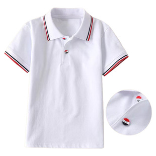 Student Summer School Uniform T-Shirt Top British Style Simple Fashion High School Student Junior High School Uniform Men's and Women's Lapel Short Sleeves