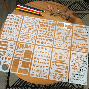 Handbook Tool Ruler Cut Out Primary School Student Copy Newspaper Hand Drawing Template DIY Photo Album Flower Border Decoration Material