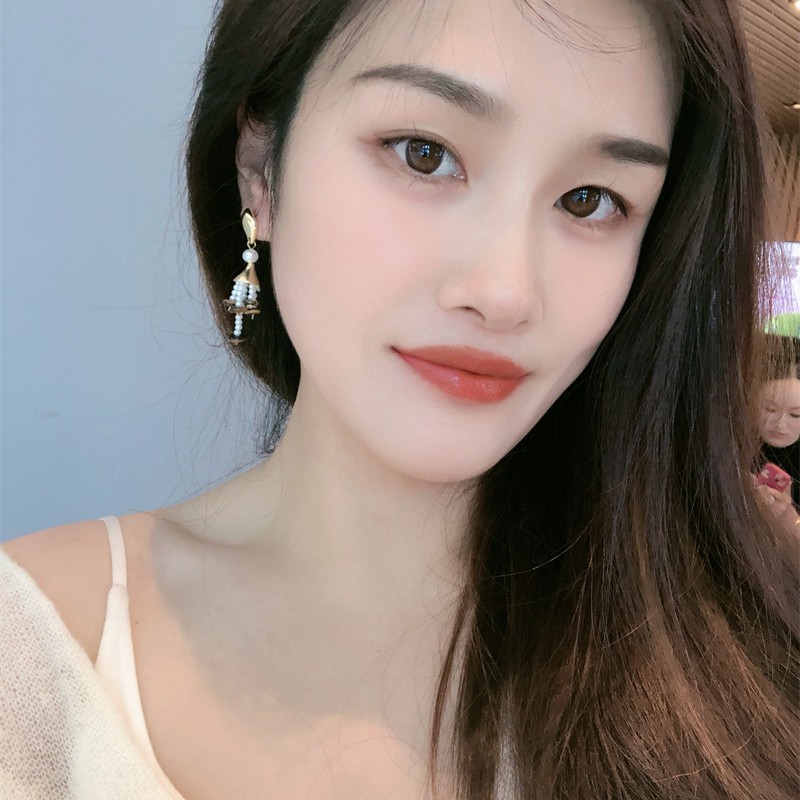 法式慵懒风中舞动流苏珍珠耳钉女新中式时尚百搭耳饰潮流通勤耳钉|undefined