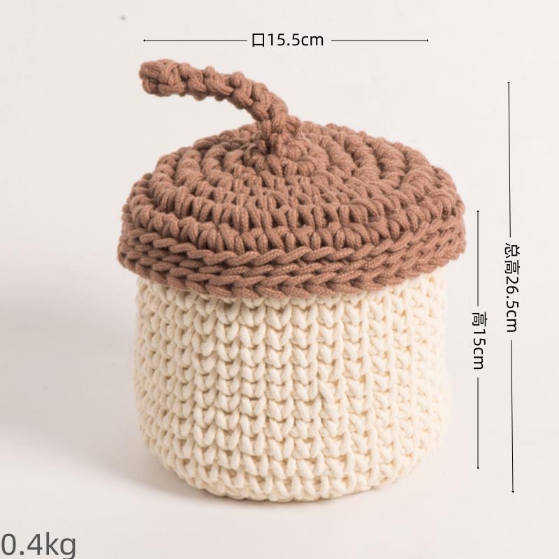 Cestas de almacenamiento tejidas a mano cuerdas de algodón gancho tejido plantas en maceta decoración de escritorio pequeñas decoraciones cosméticas cesta de almacenamiento