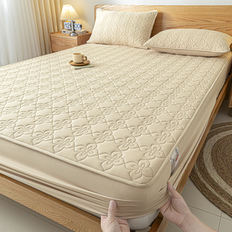 Sombrilla de cama impermeable de grado materno e infantil acolchada, cubierta de cama universal de cuatro estaciones, cubierta de cama de color sólido, cubierta de cama de belleza a prueba de polvo individual
