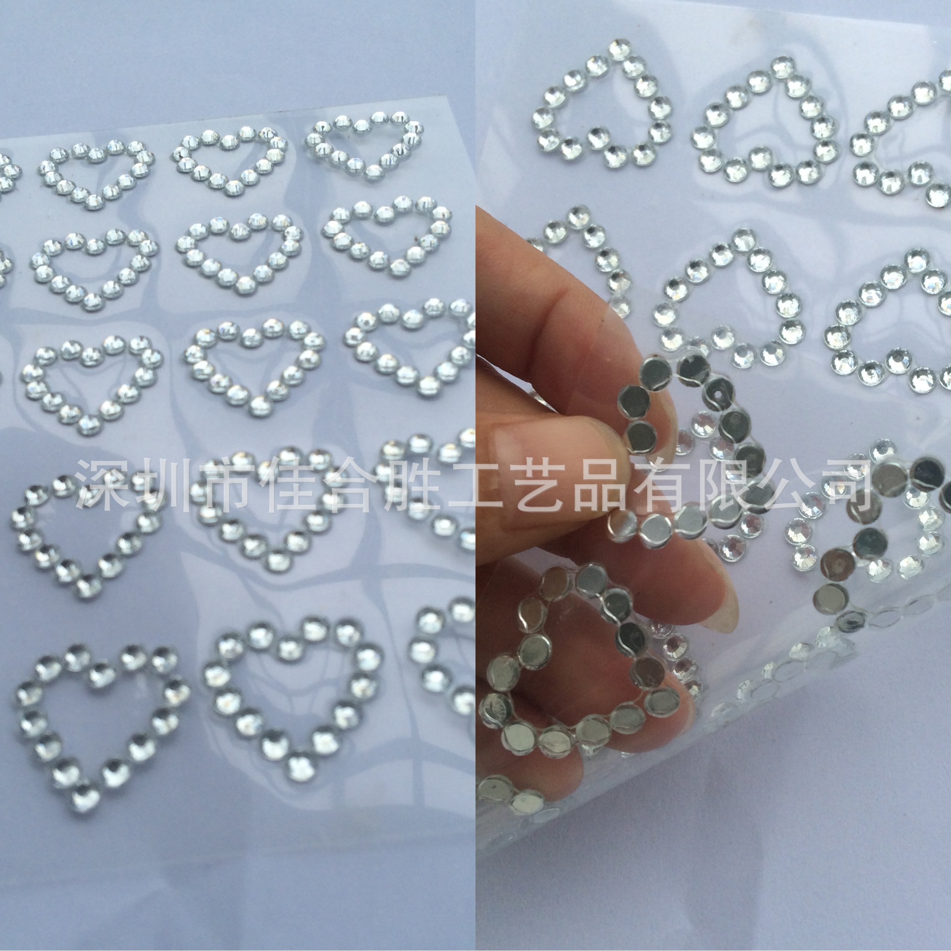 Heart-Shaped Hollow Rhinestone Stickers, Small Peach Heart Crystal Stickers for Mobile Phones, Tattoo Stickers, Face Acrylic Rhinestone Stickers