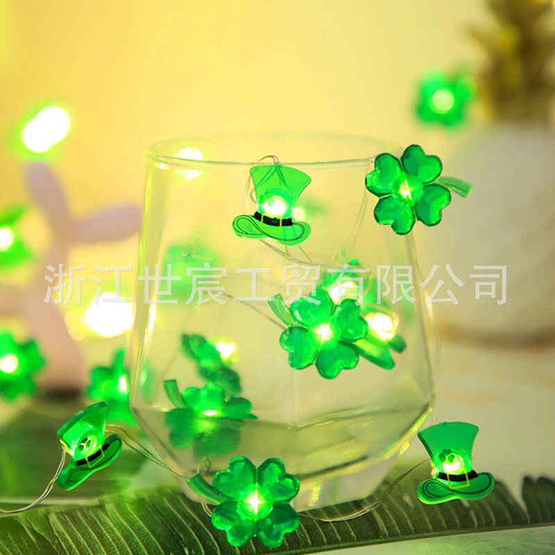 Irish St. Patrick's Day green Lucky Clover hat LED holiday decorative light wall waterproof Irish St. Patrick's Day green Lucky Clover hat LED holiday decorative light wall waterproof