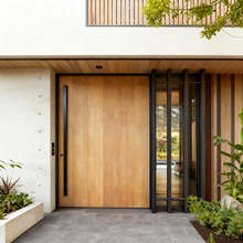 入户铸铝偏轴门进户子母对开别墅大门极简木纹农村自建房定制出口