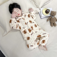 3男童睡衣秋冬法兰绒2岁6宝宝珊瑚绒加绒加厚儿童家居服1分体套装