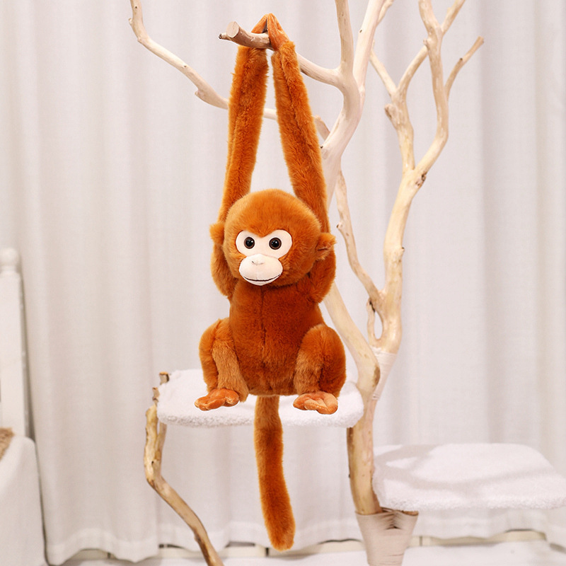 Simulación lindo mono juguete de peluche oro mono muñeca de brazo largo cortina de monos atar muñecas colgantes accesorios de fotografía
