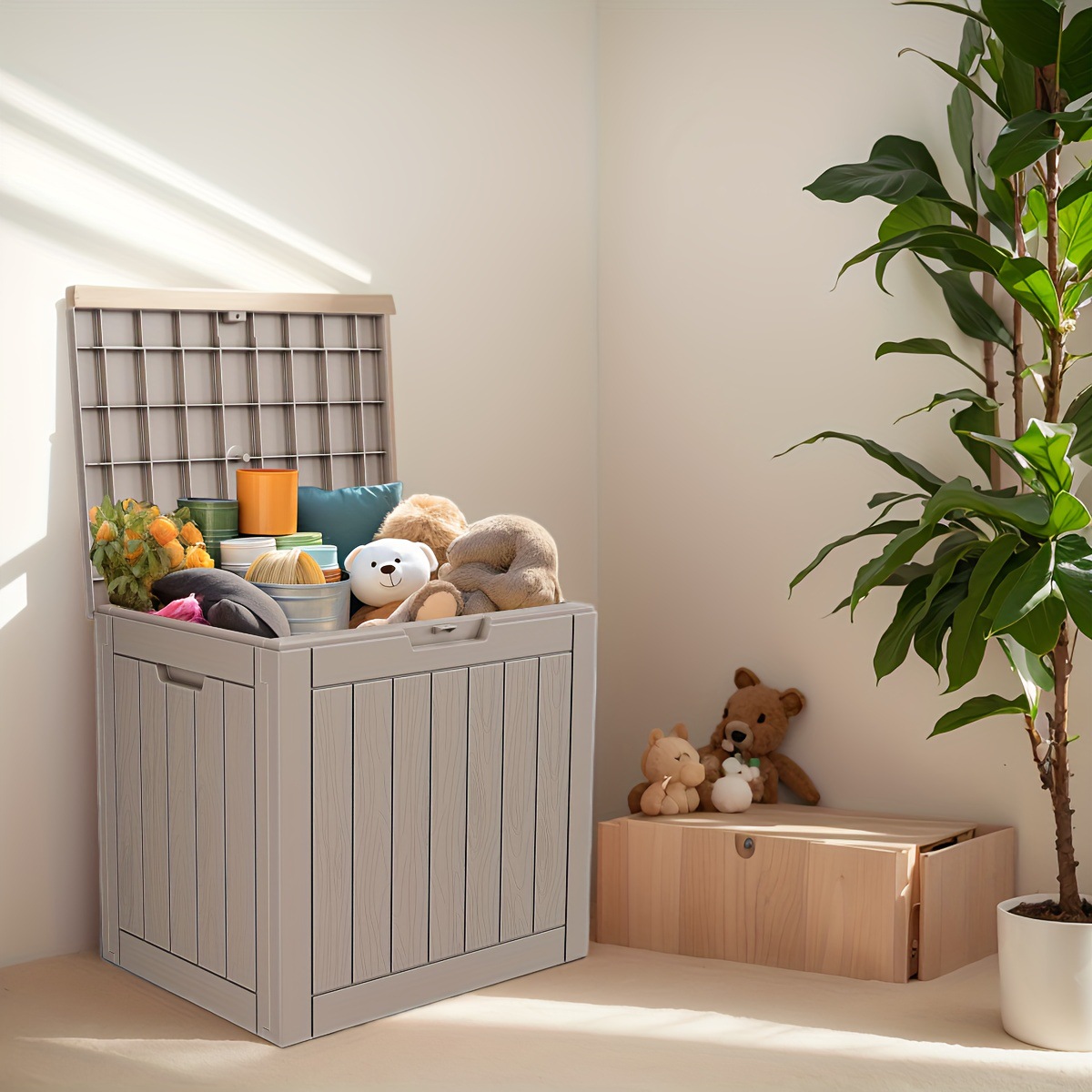 Caja de Almacenamiento Multifuncional de 30 Galones, Reforzada y Resistente