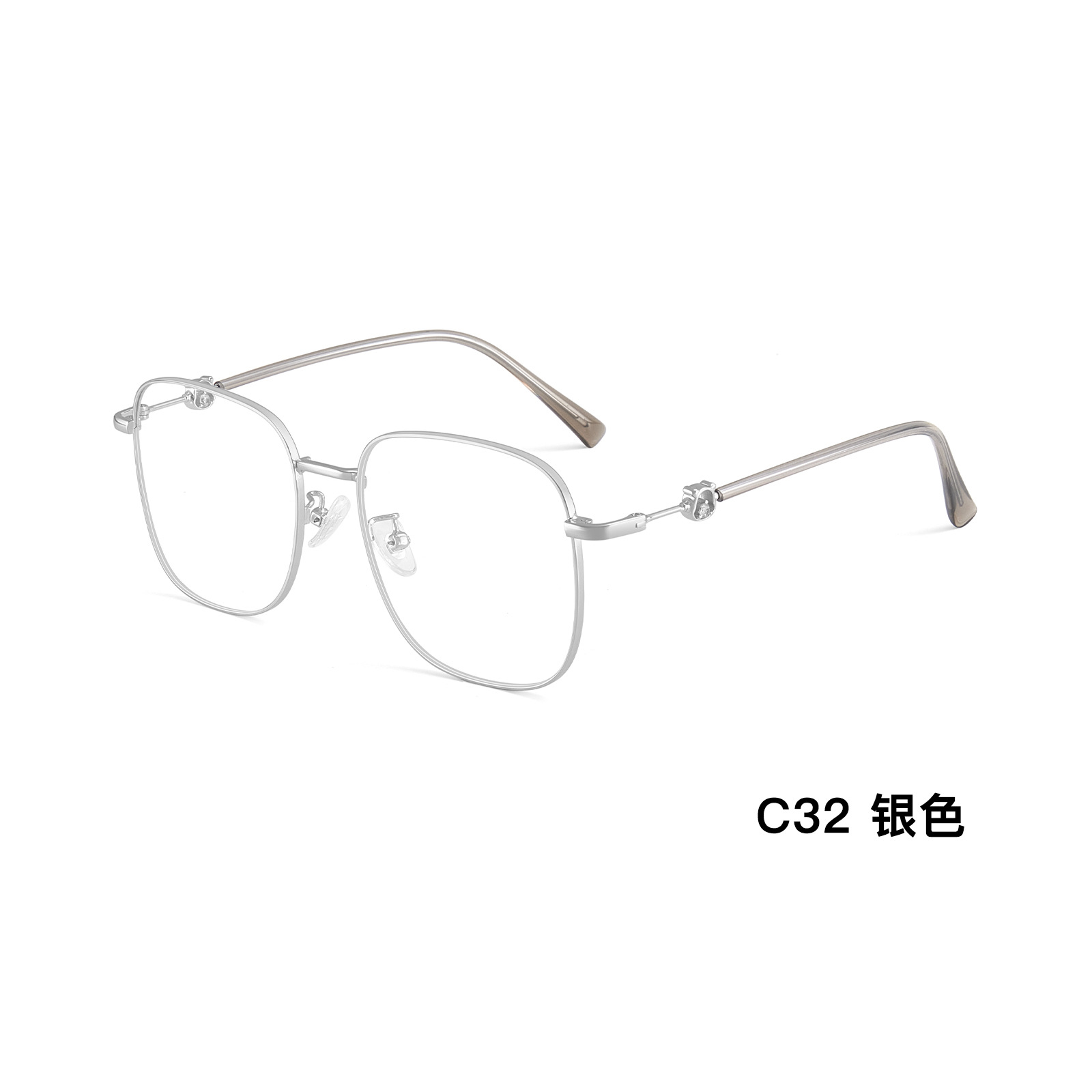 Yuanqi chica retrógrado gran marco dulce oso aleación metal marco de gafas antideslizante silicona suave soporte de nariz al por mayor con gafas