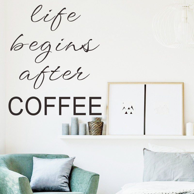 Simple English Slogan Coffee Wall Sticker Wholesale display picture 3