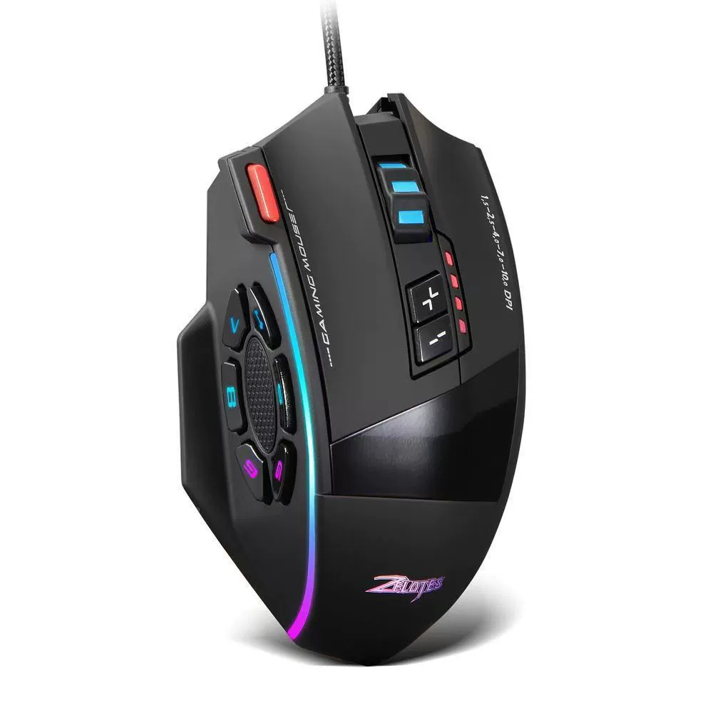 Игровая программируемая мышь ZELOTES C13 с возможностью макро-настроек, проводная, RGB-подсветка, для шутеров