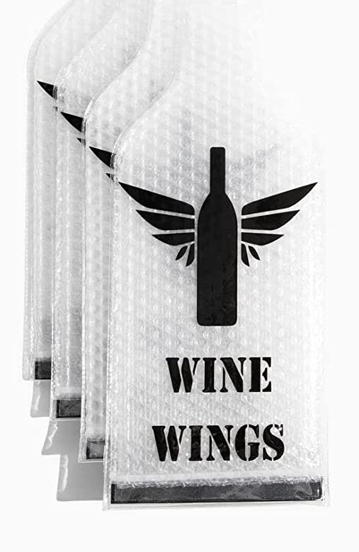 En stock y entrega rápida bolsa de vino de plástico transparente bolsa de vino de viaje portátil botella de vino cubierta protectora bolsa de regalo autoadhesiva bolsa sellada