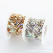 跨境AB彩水钻链经典百搭密集型水钻爪链创意手机壳穿戴甲diy链条