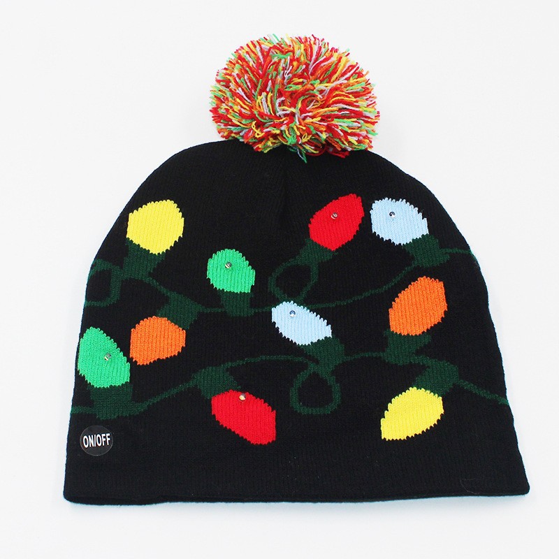 Gorro de Punto Navideño con Luces LED de Acrílico Con luces LED para Navidad y Fiestas