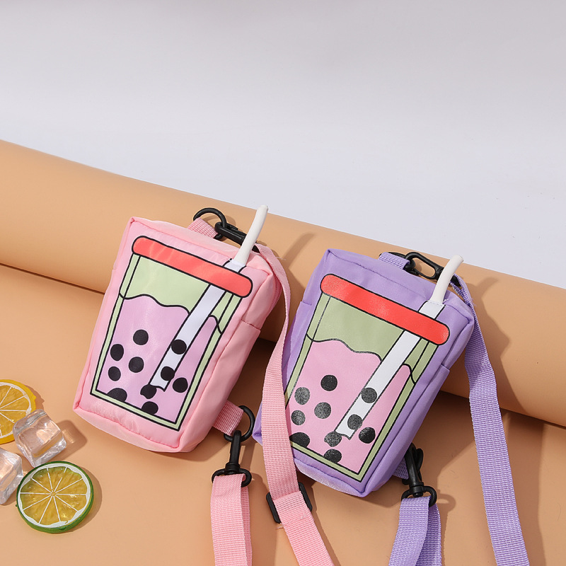Polyester Lining Material Women's Small Polyester Milk Tea Cute Zipper Coin Purse