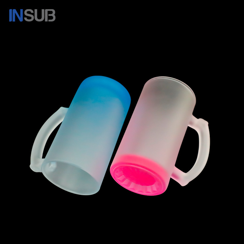 Transferencia térmica 16oz vidrio gradiente esmerilado sublimación térmica logotipo impresible taza de publicidad taza de regalo taza de vidrio