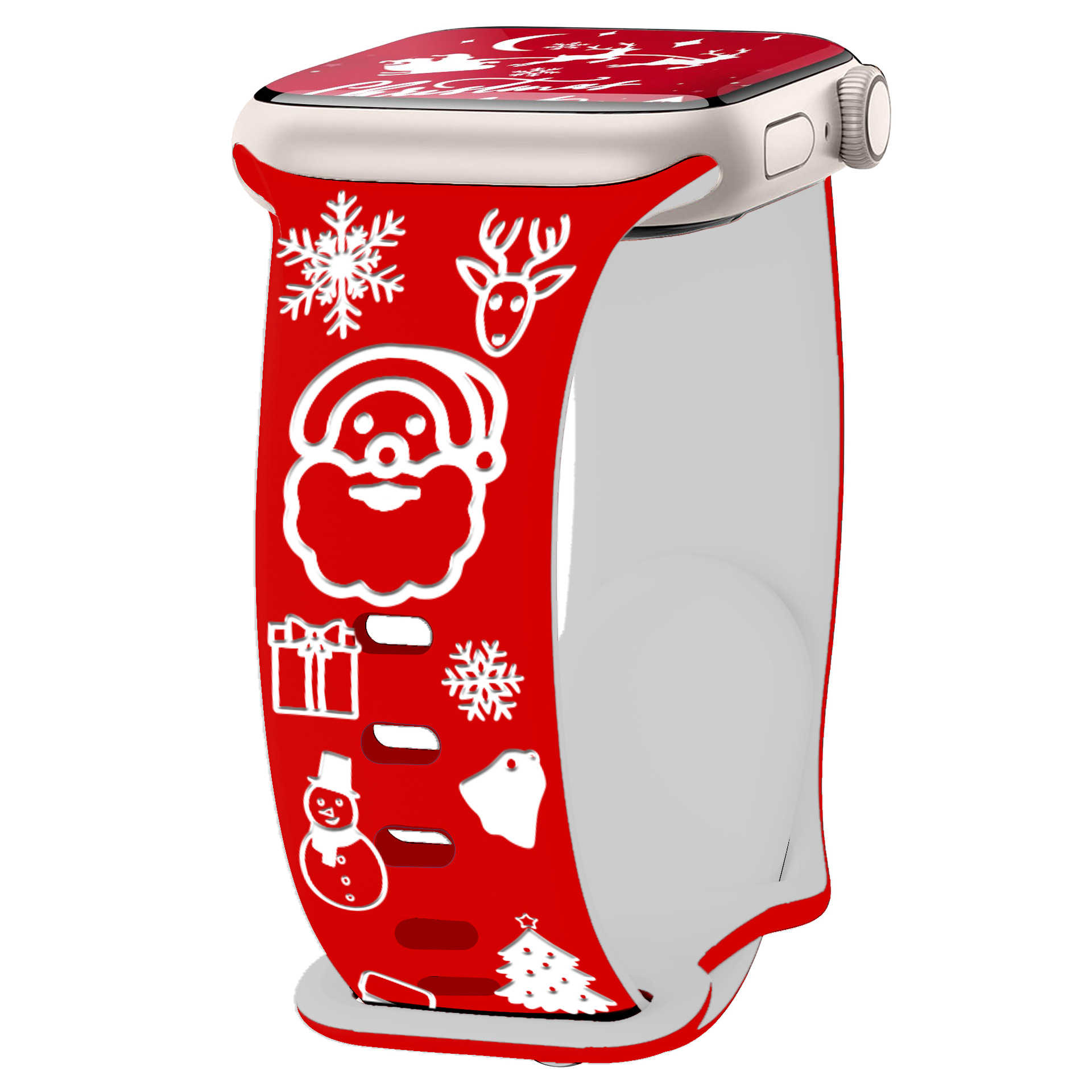 Suitable for Apple Watch Santa Claus 3D Laser Engraving Manufacturer Wholesale Cross-Border Stereo Carved New Watch Strap