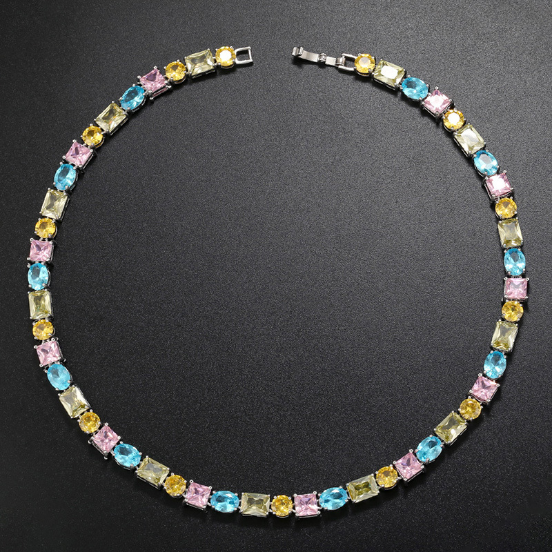 Copper Material Glam Geometric Copper Gold Plated Zircon Women's Bracelets Necklace
