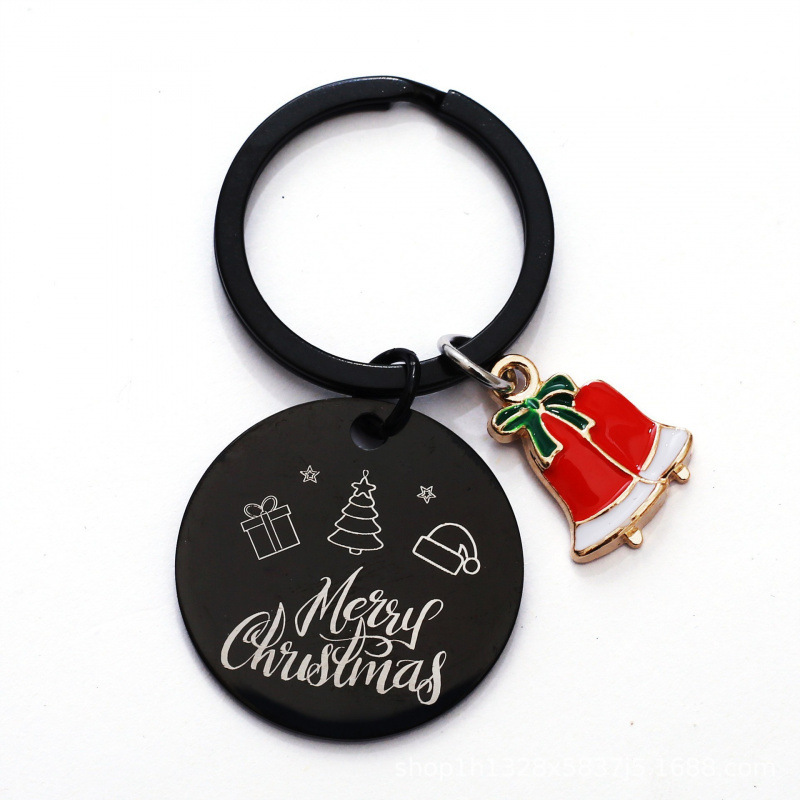 Christmas Keychain Christmas Tree Santa Bell Laser Engraving Holiday Gift Stainless Steel Keychain