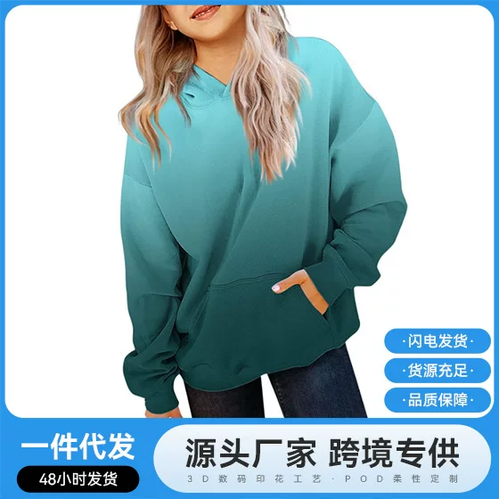 Cross-Border Fashion New Women's Hooded Sweatshirt 3D Printed Long-Sleeved Women's Export Loose Women's Casual Sweatshirt Children's Clothing