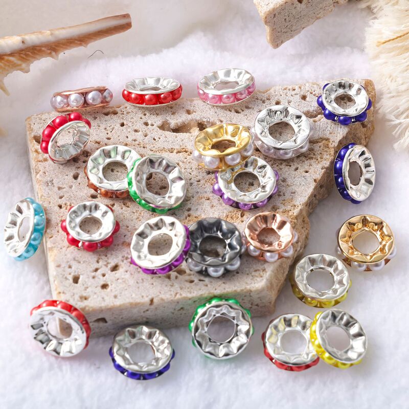 Wheel-shaped large-hole pearl copper spacer beads snake bone chain bracelet clothing DIY jewelry accessories factory direct sale Wheel-shaped large-hole pearl copper spacer beads snake bone chain bracelet clothing DIY jewelry accessories factory direct sale