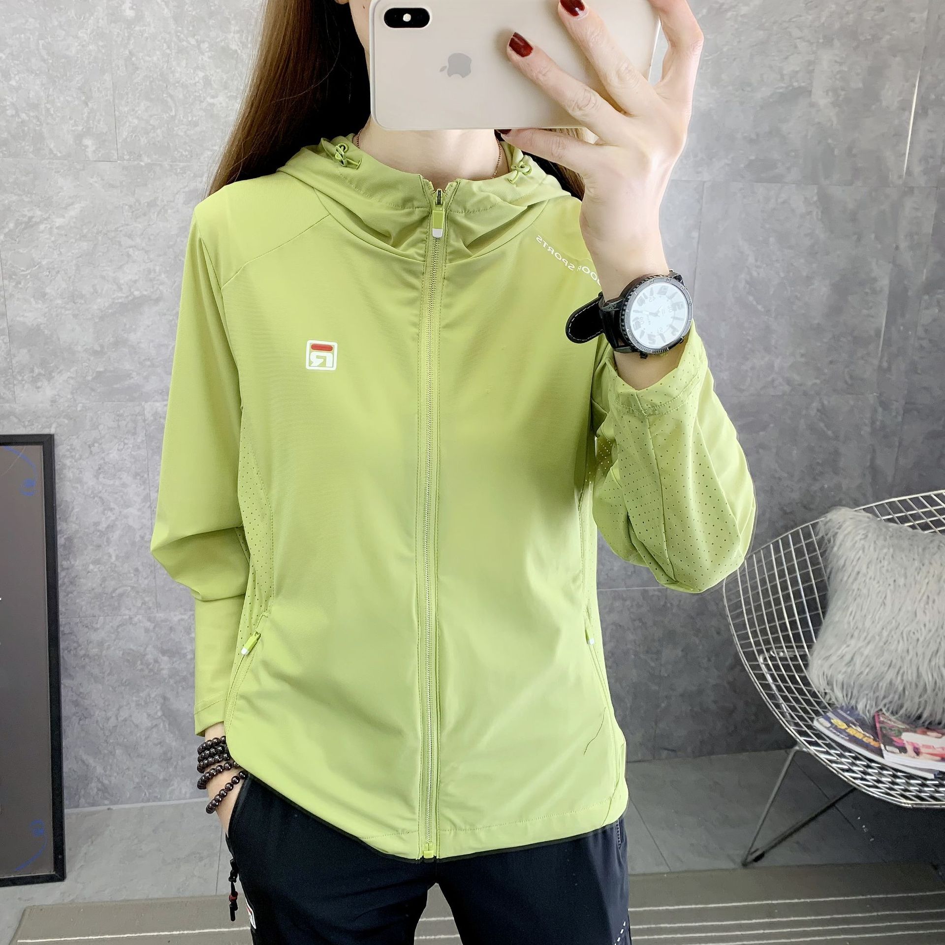 2102 Spring Summer Autumn Outdoor Women's Thin Quick-drying Clothes Hooded Casual Running Sports Fitness Skin Clothes Mountaineering Cycling