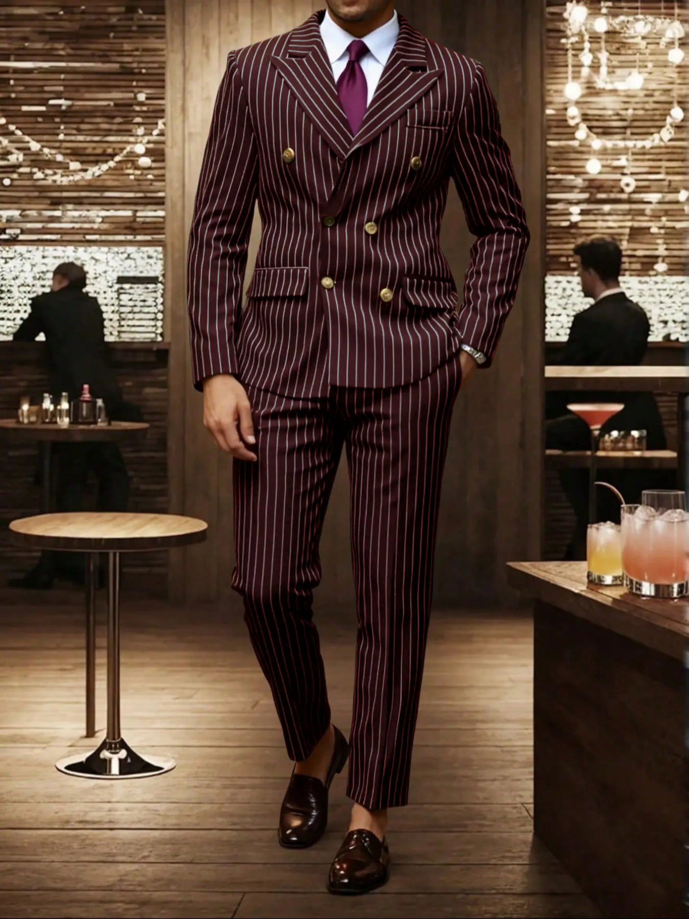 Trajes de hombre europeos y americanos transfronterizos 2026, trajes y pantalones de hombre a rayas, para cenas de negocios, bodas 241014 image 11