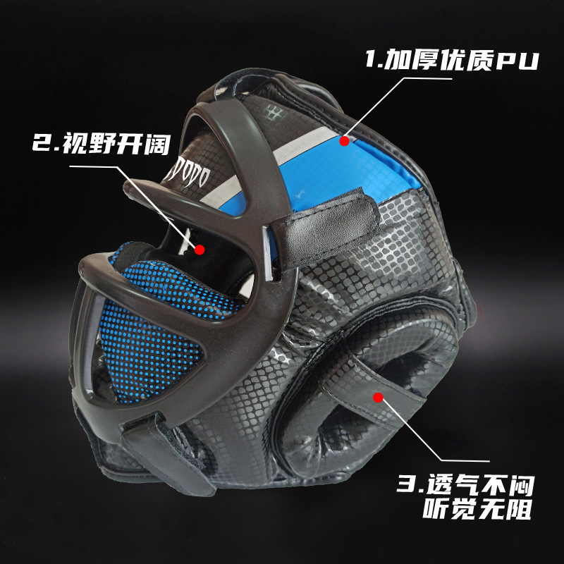 Sanda casco máscara desmontable engrosada protectora adulto taekwondo casco boxeo cabeza cubierta protectora artes marciales equipo de protección