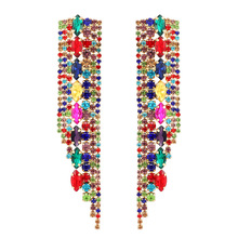 欧美长款夹钻玻璃耳环高级感耳饰抖音爆款走秀同款Cute Earrings