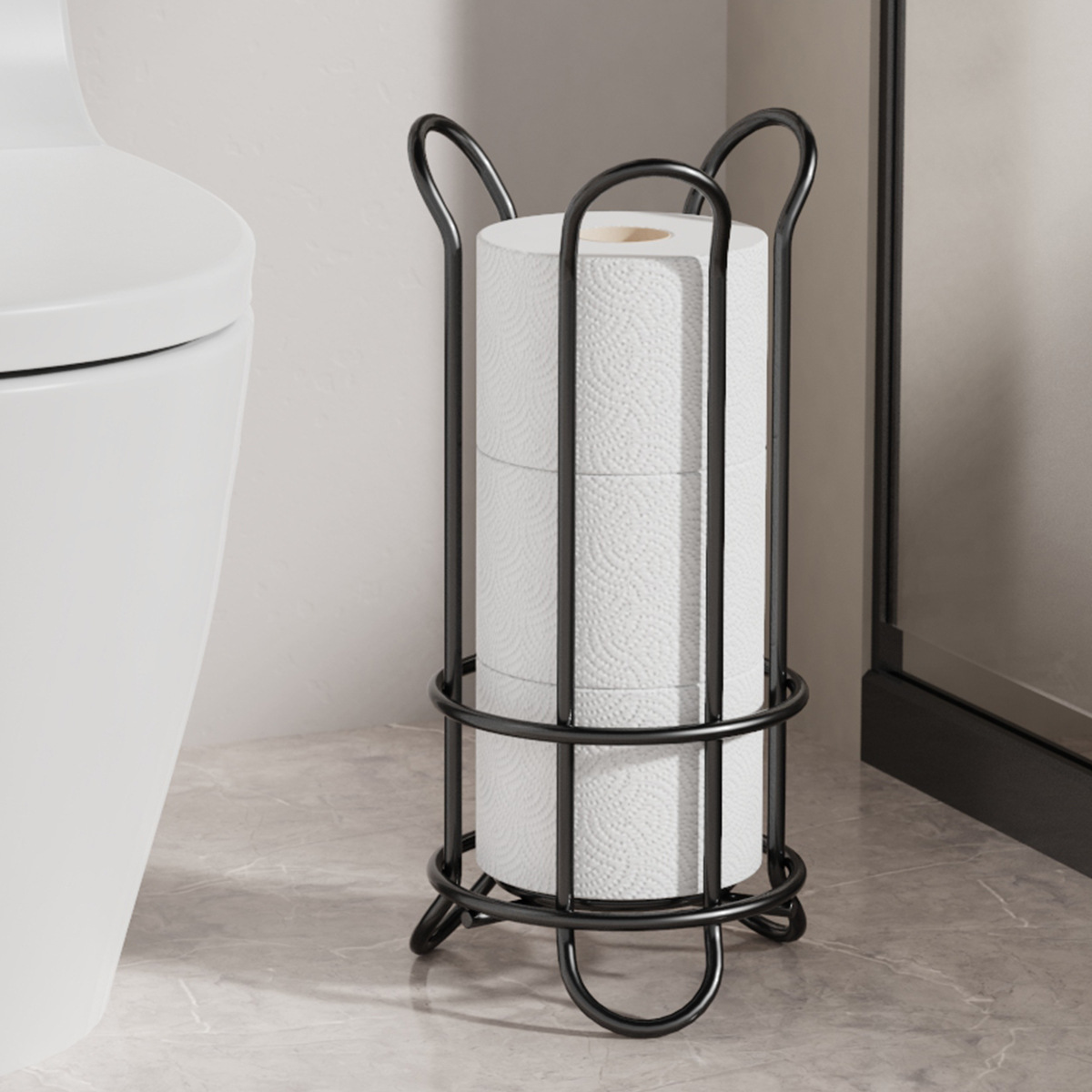 Ferro forjado piso toallas de papel cocina baño sin perforación toallas de papel estante de almacenamiento sala de estar toallitas de cocina soporte de papel de rollo