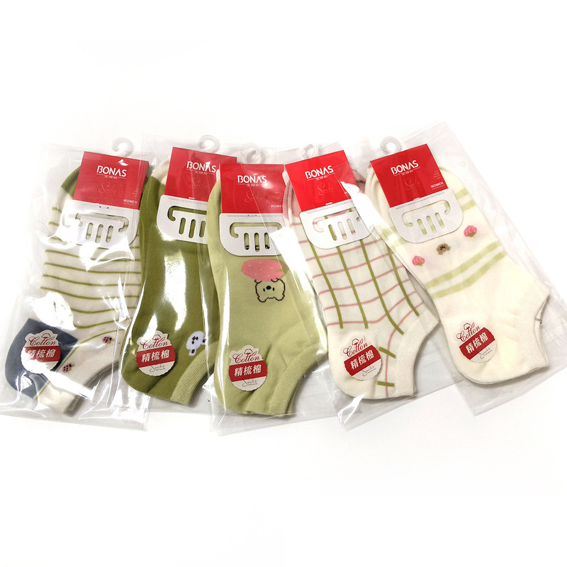 Bona Ness Combed Cotton Healthy Sports Comfortable Women's Socks H1552 Breathable Comfortable Low Mouth Women's Socks Boat Socks