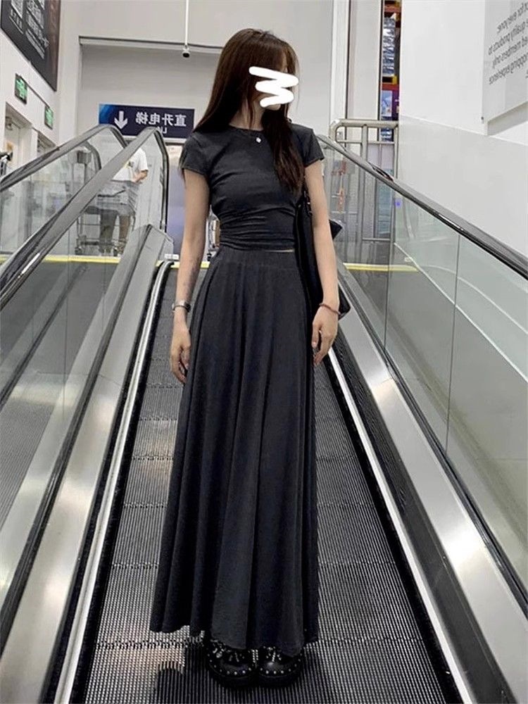 Đầm maxi nữ thắt eo phong cách Pháp mùa hè 2026, thiết kế ôm sát tôn dáng — đen/cổ điển gầy, B5-05=giá trị thông số Kd, (cài 2), Màu xám nhạt tươi chi tiết 11