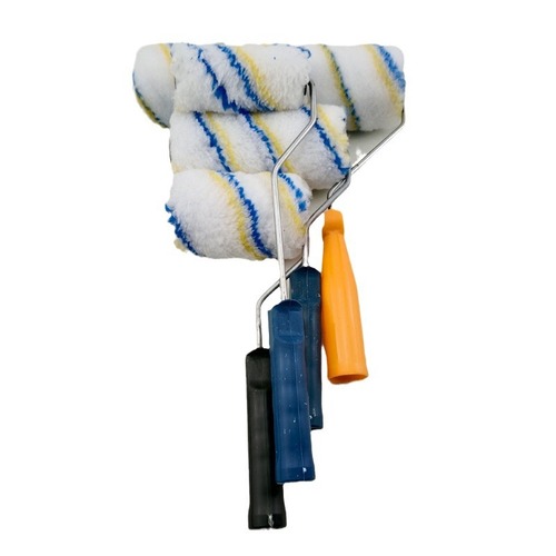 Factory wholesale roller brush latex paint roller 4 inches 6 inches 9 inches blue and yellow striped roller long hair colored roller