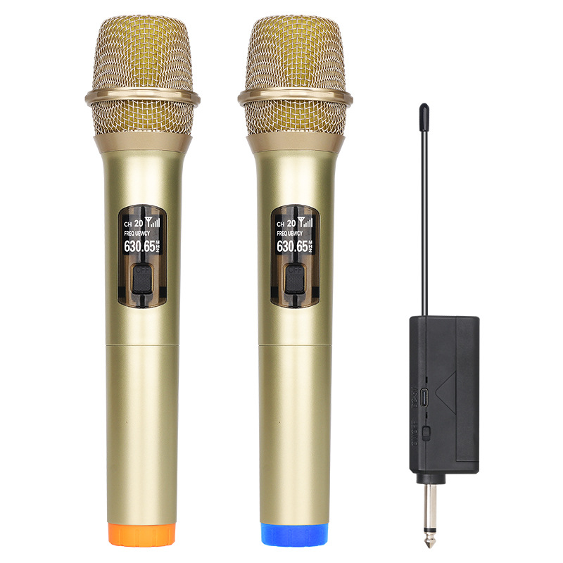 Wireless microphone microphone one-to-two V stage performance home KTV outdoor singing live portable handheld