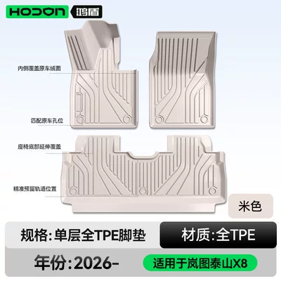 Modelə uyğun ayaqaltı — Accessories Collection - lantu-taishan-x8-26-models-single-layer-foot-pad-beige-tpe-thickened-economical-and-ordinary-style