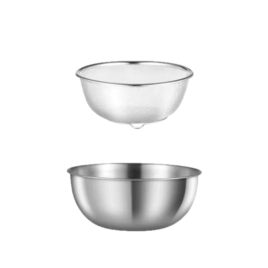 Canasta de drenaje de acero inoxidable de grado alimenticio, lavabo para ensaladas de dos piezas, cocina doméstica, lavabo con fugas, lavabo de verduras con agujeros finos, lavabo de arroz con fugas