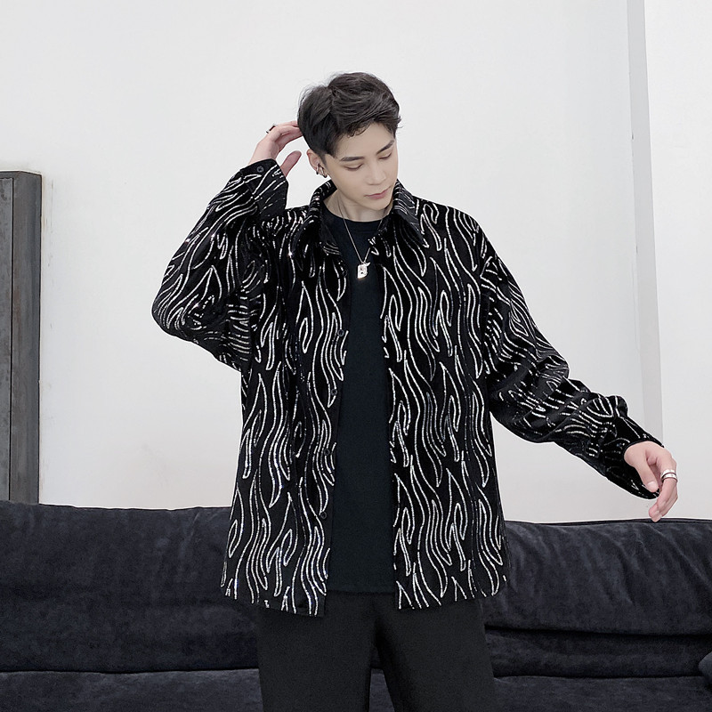 New Autumn Velvet Sequin Shirt Trendy Stage Makeup Stylist Top A452--H31--585 New Autumn Velvet Sequin Shirt Trendy Stage Makeup Stylist Top A452--H31--585