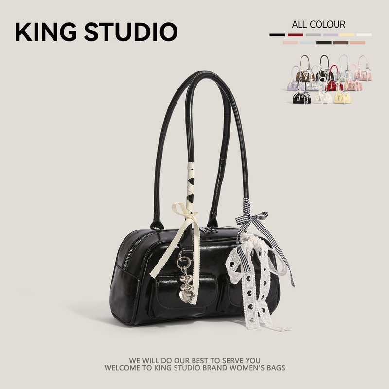 Xu Yunzhen's Same Style Korean Blogger Niche Boston Tote Bag Underarm Bag Large Capacity Commuter Shoulder Bag