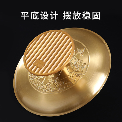 BB4C wholesale brass offering plate fruit plate for home worship in front of the Buddha, copper tribute plate for lotus Buddha utensils