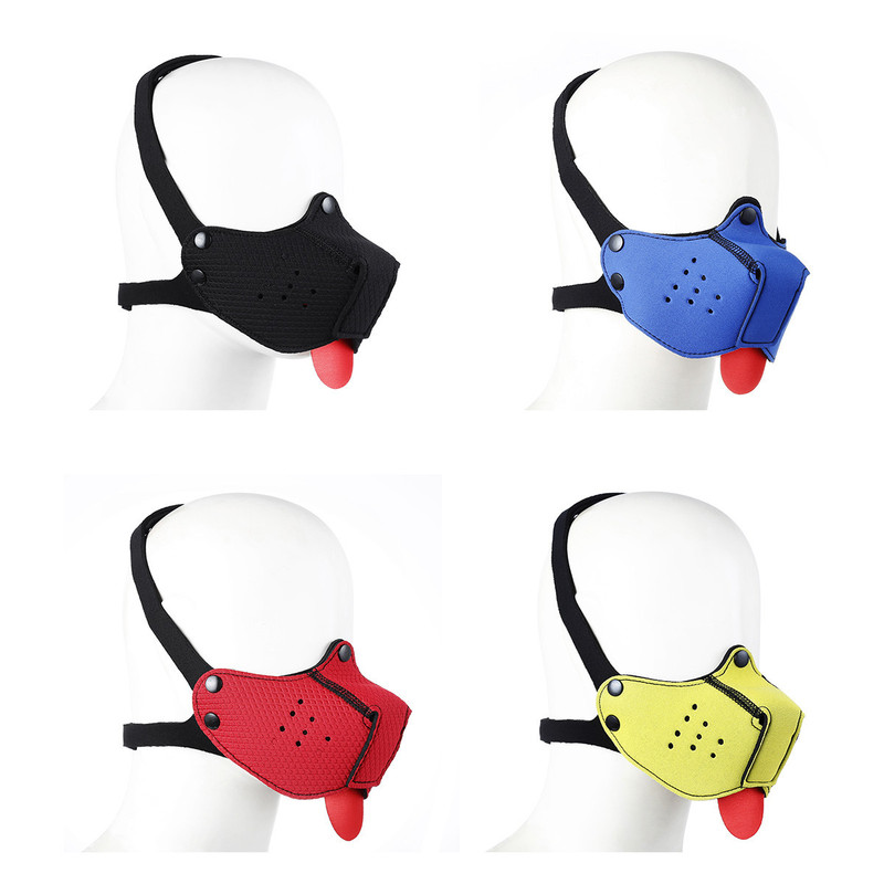Cross-Border Wholesale Diving Materials Dog-Like Tongue Sticking Out Flirting Props Male and Female Bondage Training Wear Headgear Mouth Gag Cover