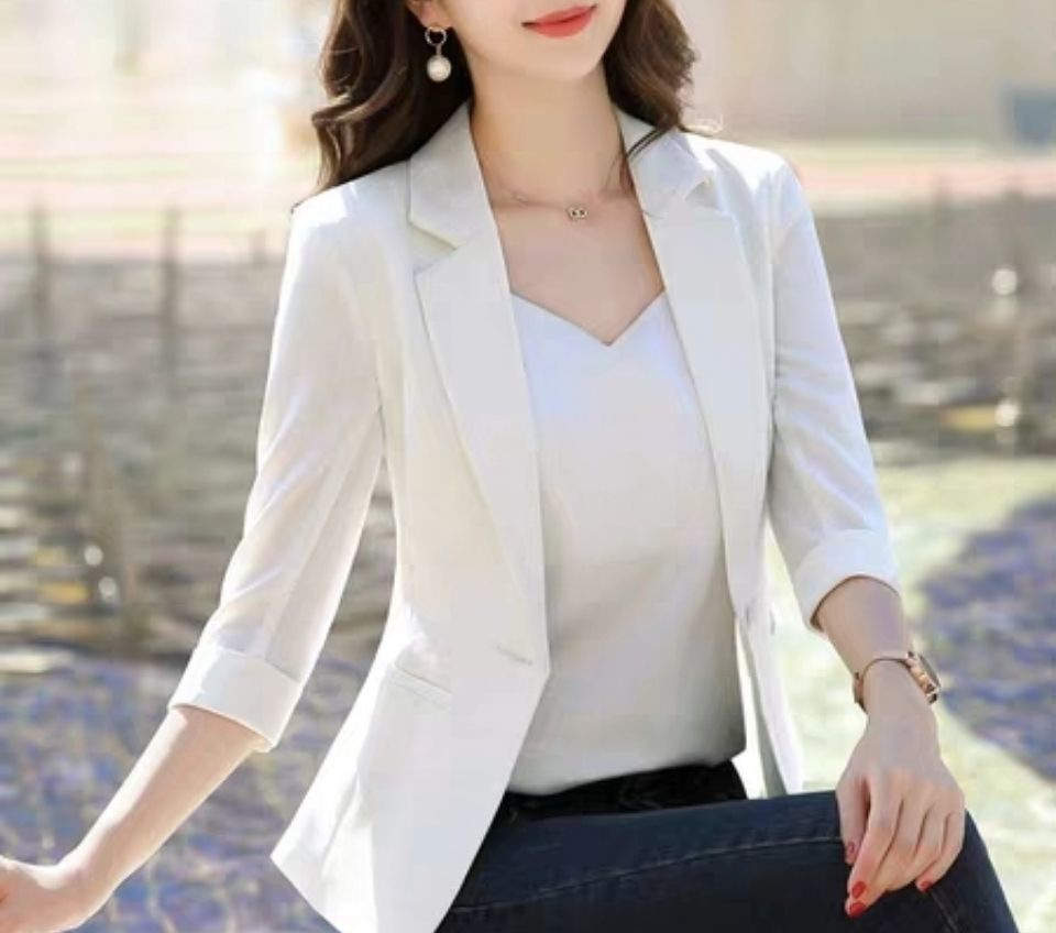 White thin summer professional spring classic suit jacket for…