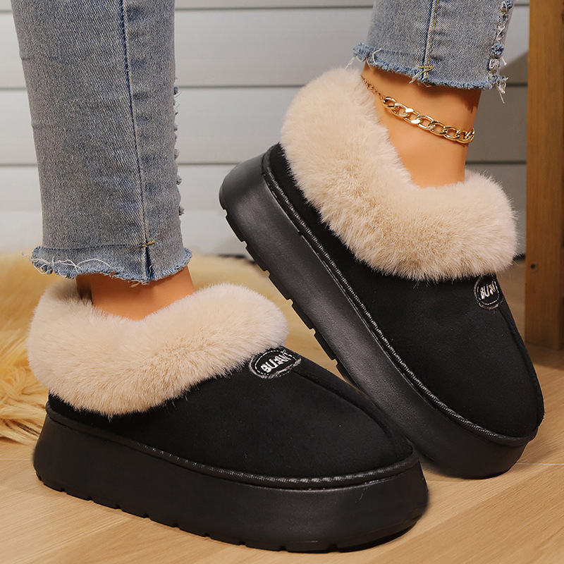 Nuevos zapatos de algodón transfronterizos de moda de otoño y invierno, zapatillas de algodón para parejas de moda interior y exterior, zapatos cálidos