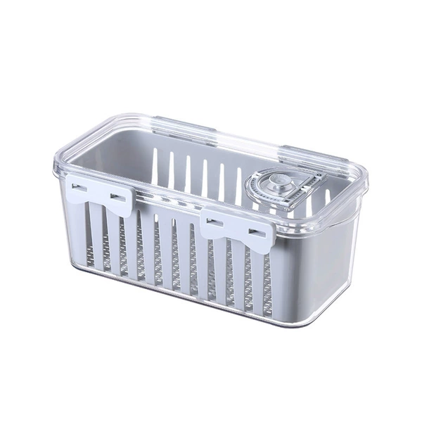 Refrigerator storage box+drain basket high gray gray