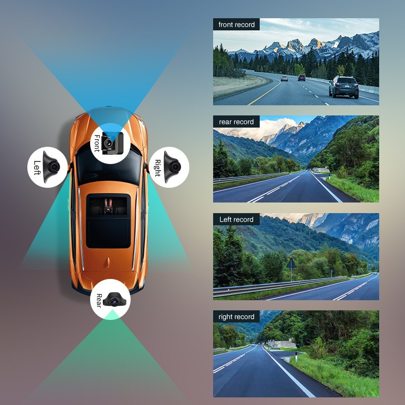 4 record panoramic driving recorder 4G Android 10 navigation Bluetooth remote monitoring 4 record with show overseas cross-border