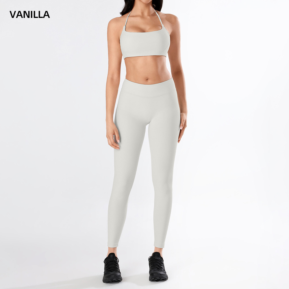 Yoga desnudo chaleco de mujer nuevo cintura alta hip running pantalones de entrenamiento elástico ajuste conjunto de ropa de entrenamiento