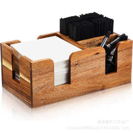 木质厨房餐具分格收纳盒带提手台面调味品收纳架锅铲勺子储物架