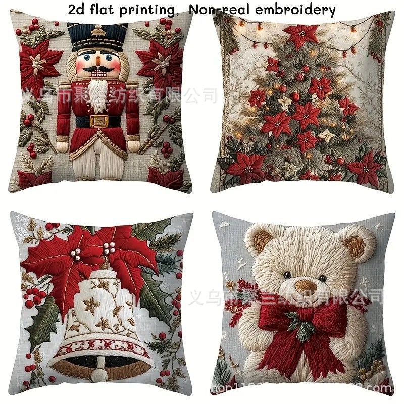 Navidad encontrada explosión abrazo funda de almohada festivales conejo alce decoración sofá atmósfera sensación de lino funda de cojín al por mayor image 40