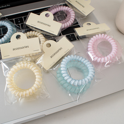 2 Pack Gel Color Phone Cords for Summer Sanding Headbands Invisible Elastic Hair Ties Hair Accessories Wholesale for Women