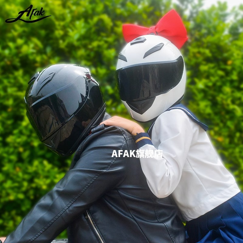 Laimeng compañero de escuela superior mismo casco de coche eléctrico femenino lindo retro motocicleta arco boom chica motocicleta casco completo